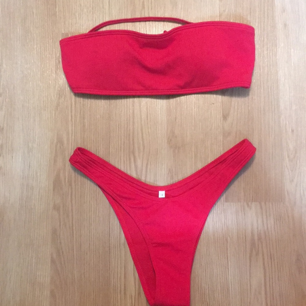 red Bandeu Bikini